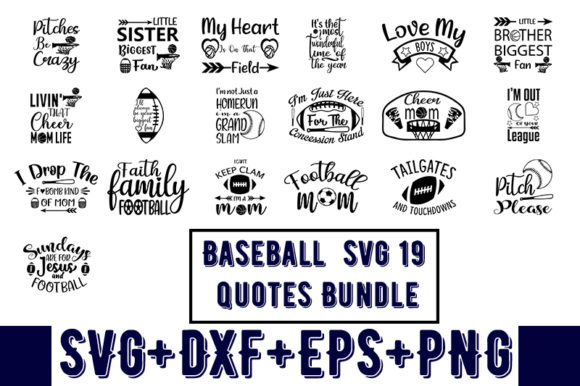 Baseball 19 Quotes Bundle: Perfect for T-Shirt Designs and Graphics