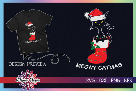 Black Meowy Catmas Christmas Quarantine: A Versatile T-Shirt Graphics Asset