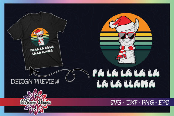Fa La La Llama Christmas Vintage Design for T-Shirts and Graphics