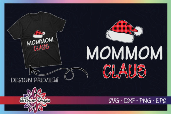 Red Plaid Mommom Claus - Matching Family T-Shirt Designs