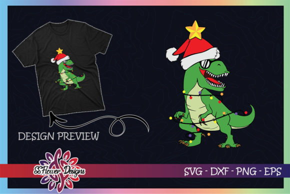 T-rex Christmas Light Santa Hat 2020: A Unique Graphic for T-Shirt Designs